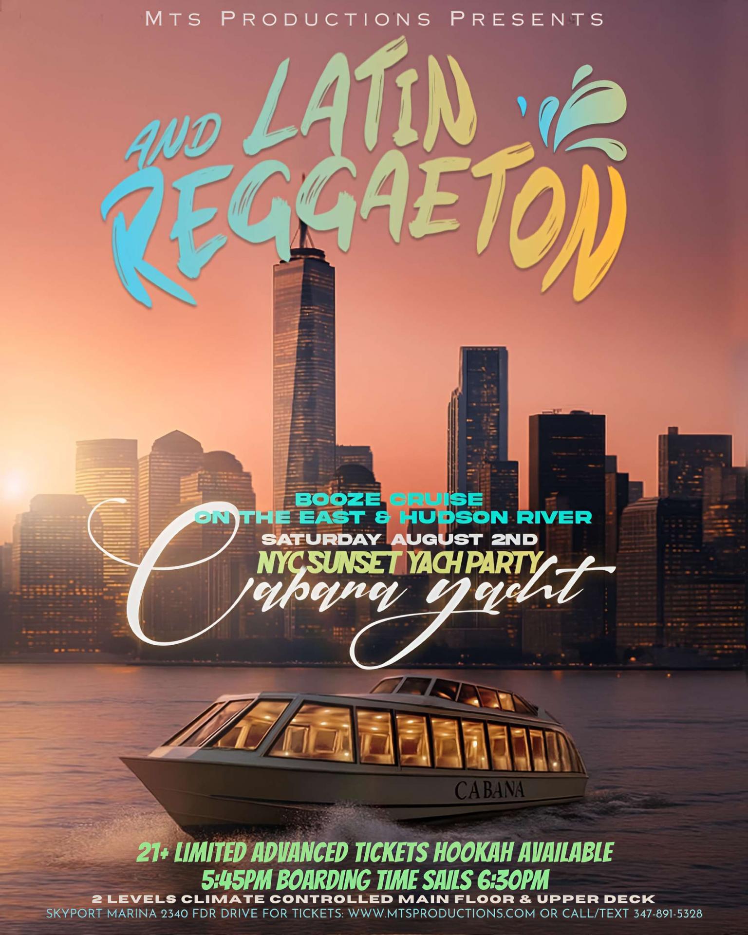 Buy tickets for Latin & Reggaeton Sunset Yacht Party – Saturday, August 2nd Latin & Reggaeton Sunset Yacht Party – Saturday, August 2nd