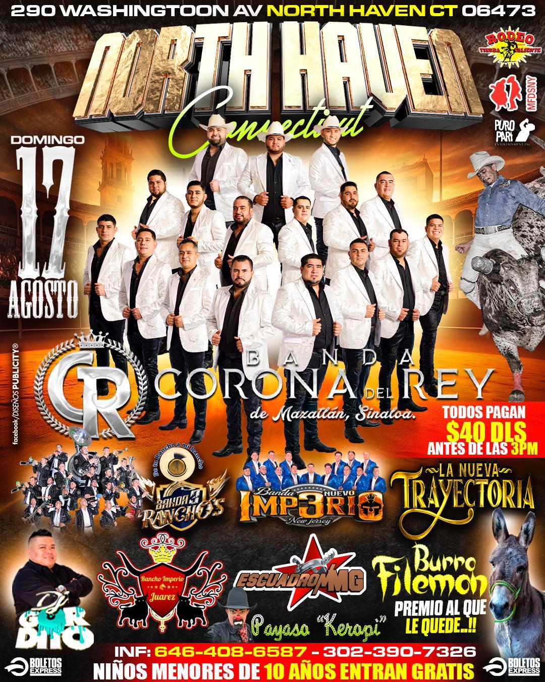 Buy tickets for BANDA CORONA DEL REY | BANDA 3 RANCHOS | BANDA IMPERIO | ESCUADRON MG & LA NUEVA TRAYECTORIA BANDA CORONA DEL REY | BANDA 3 RANCHOS | BANDA IMPERIO | ESCUADRON MG & LA NUEVA TRAYECTORIA